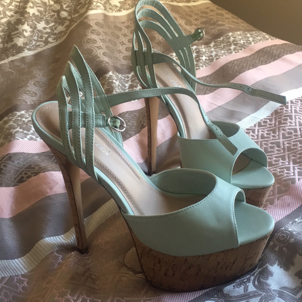 Powder blue and cork platforms